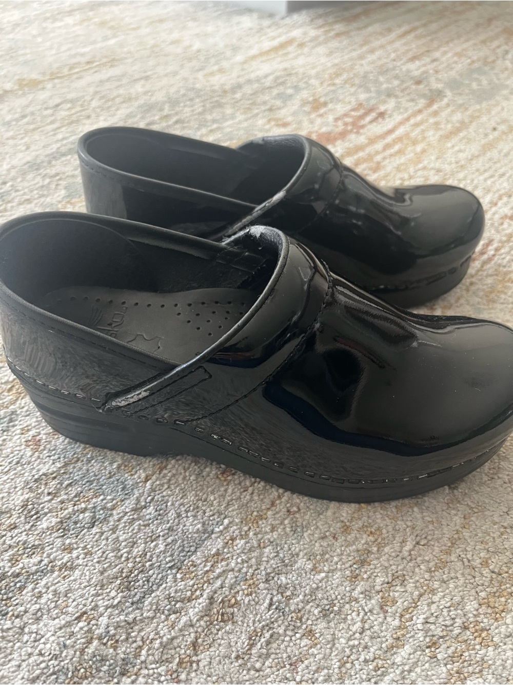 Dansko Black Patent Leather Slip-On Clog